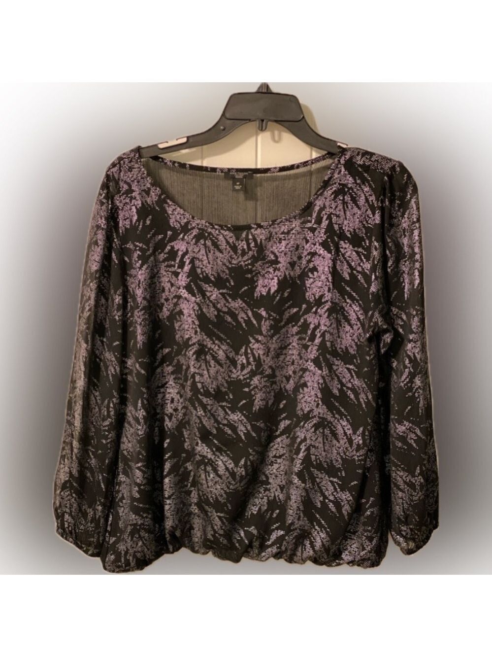 ANN TAYLOR Factory - Black/silver Shear Top with Solid Black Tank Size PM